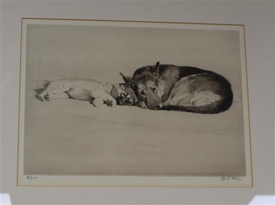 Cecil Aldin, etching, Inseparable, signed in pencil, 80/100, 21 x 30cm